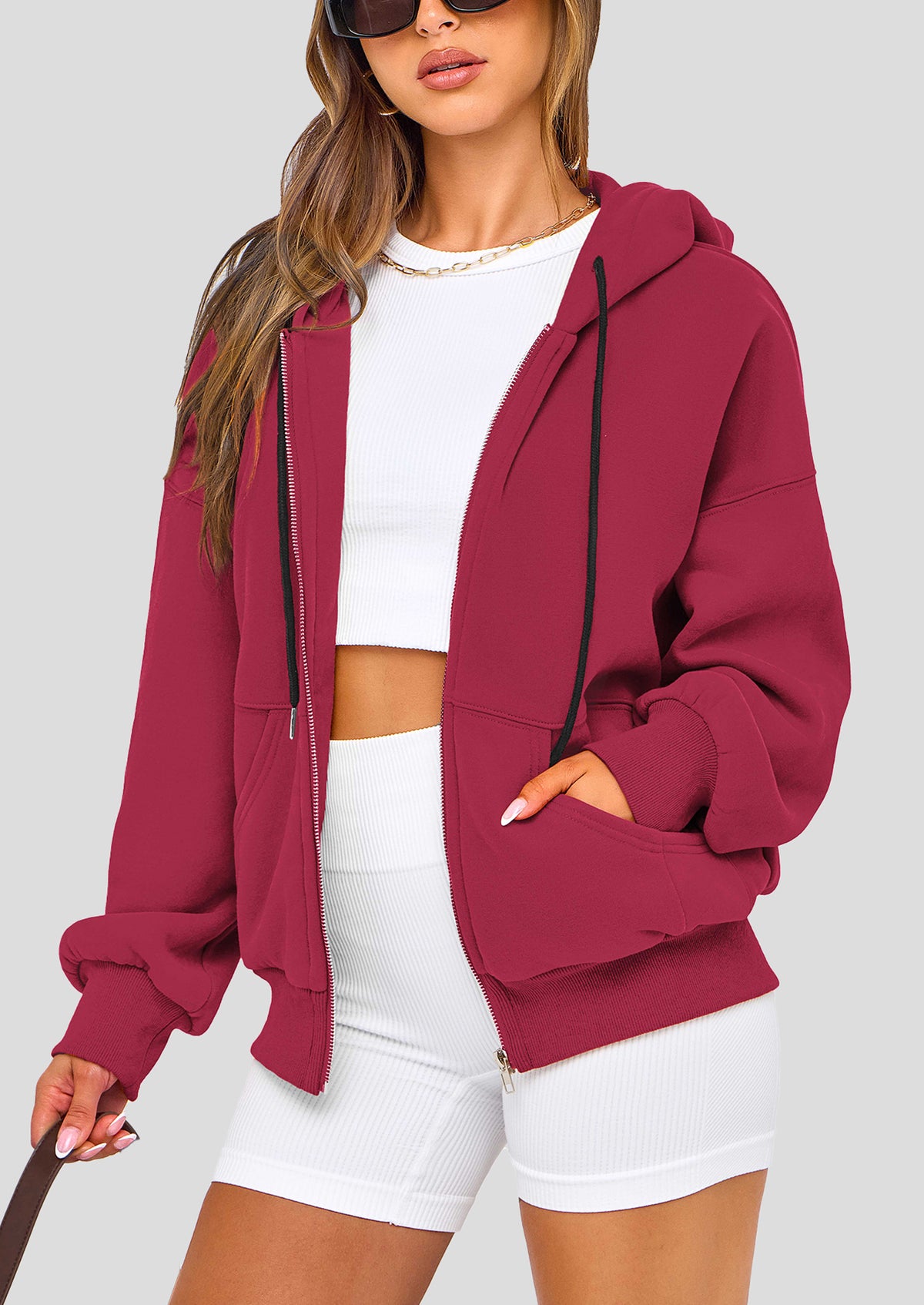 Zip Up Long Sleeve Loose Fit Y2K Casual Hoodies Cardigan