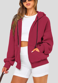 Zip Up Long Sleeve Loose Fit Y2K Casual Hoodies Cardigan