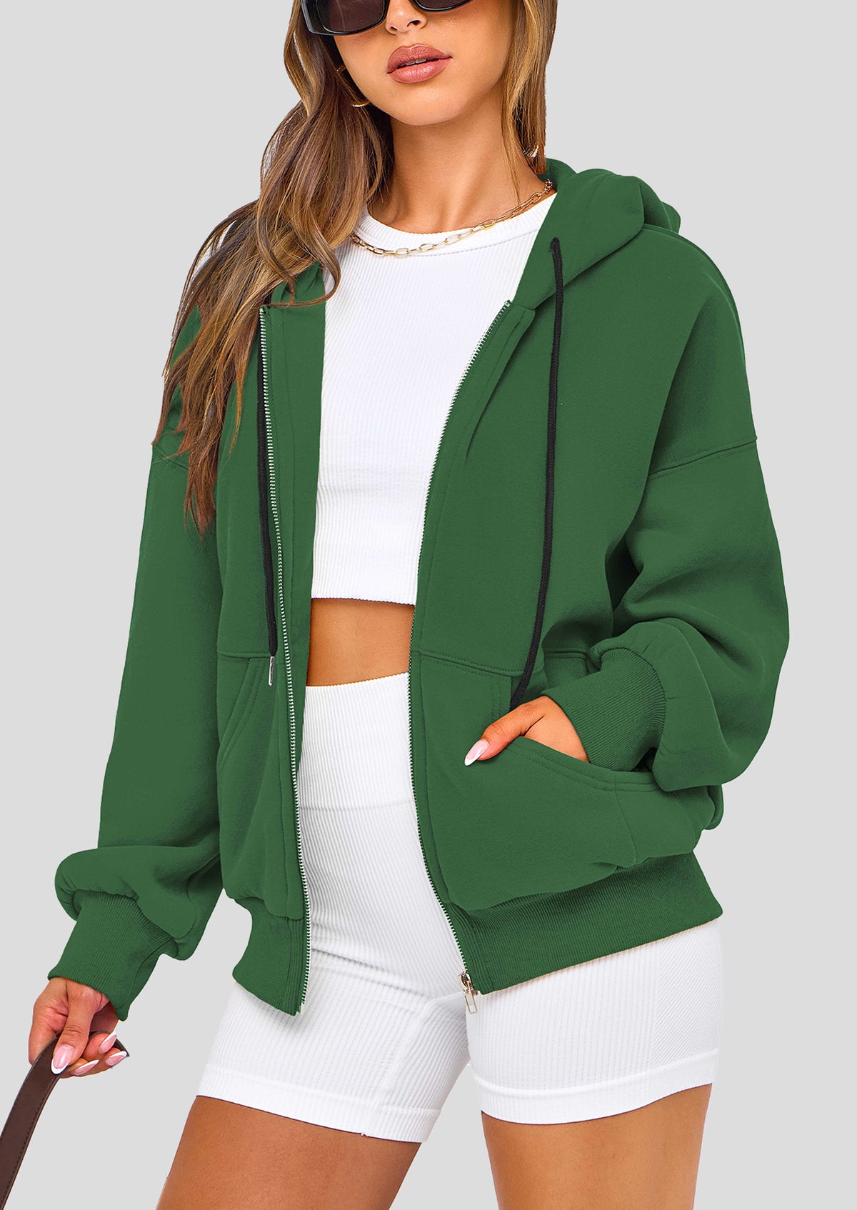 Zip Up Long Sleeve Loose Fit Y2K Casual Hoodies Cardigan