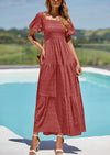 PRETTYGARDEN Womens Summer Smocked Tiered Ruffle A Line Beach Maxi Dresses