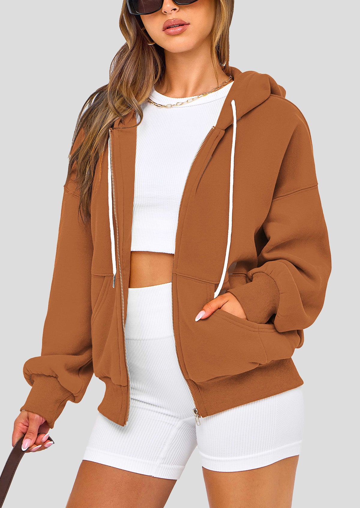 Zip Up Long Sleeve Loose Fit Y2K Casual Hoodies Cardigan