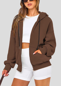 Zip Up Long Sleeve Loose Fit Y2K Casual Hoodies Cardigan