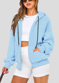 Zip Up Long Sleeve Loose Fit Y2K Casual Hoodies Cardigan