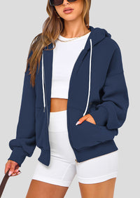 Zip Up Long Sleeve Loose Fit Y2K Casual Hoodies Cardigan