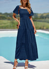 PRETTYGARDEN Womens Summer Smocked Tiered Ruffle A Line Beach Maxi Dresses
