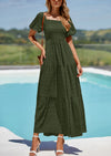 PRETTYGARDEN Womens Summer Smocked Tiered Ruffle A Line Beach Maxi Dresses