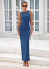 PRETTYGARDEN Women's Semi Formal Midi Dresses Sleeveless Ruched Bodycon Long Elegant Cocktail Wedding Guest Dress