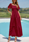 PRETTYGARDEN Womens Summer Smocked Tiered Ruffle A Line Beach Maxi Dresses
