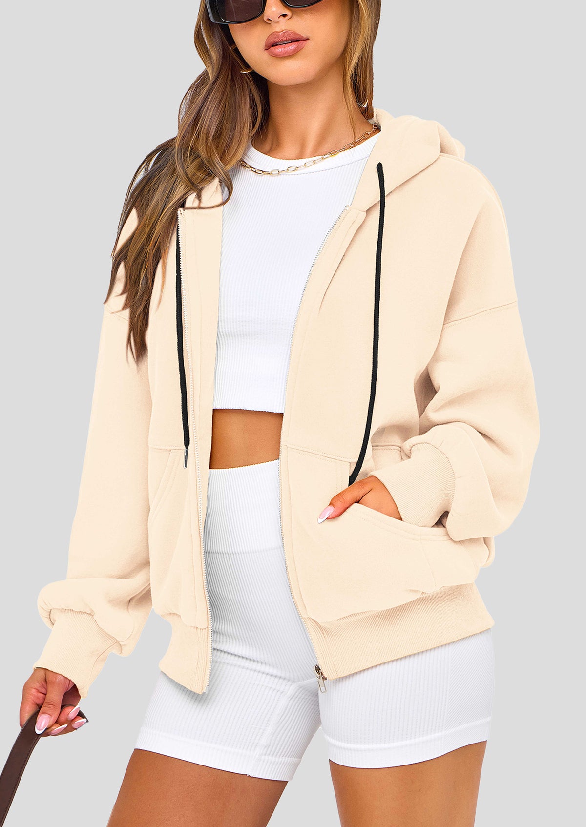 Zip Up Long Sleeve Loose Fit Y2K Casual Hoodies Cardigan
