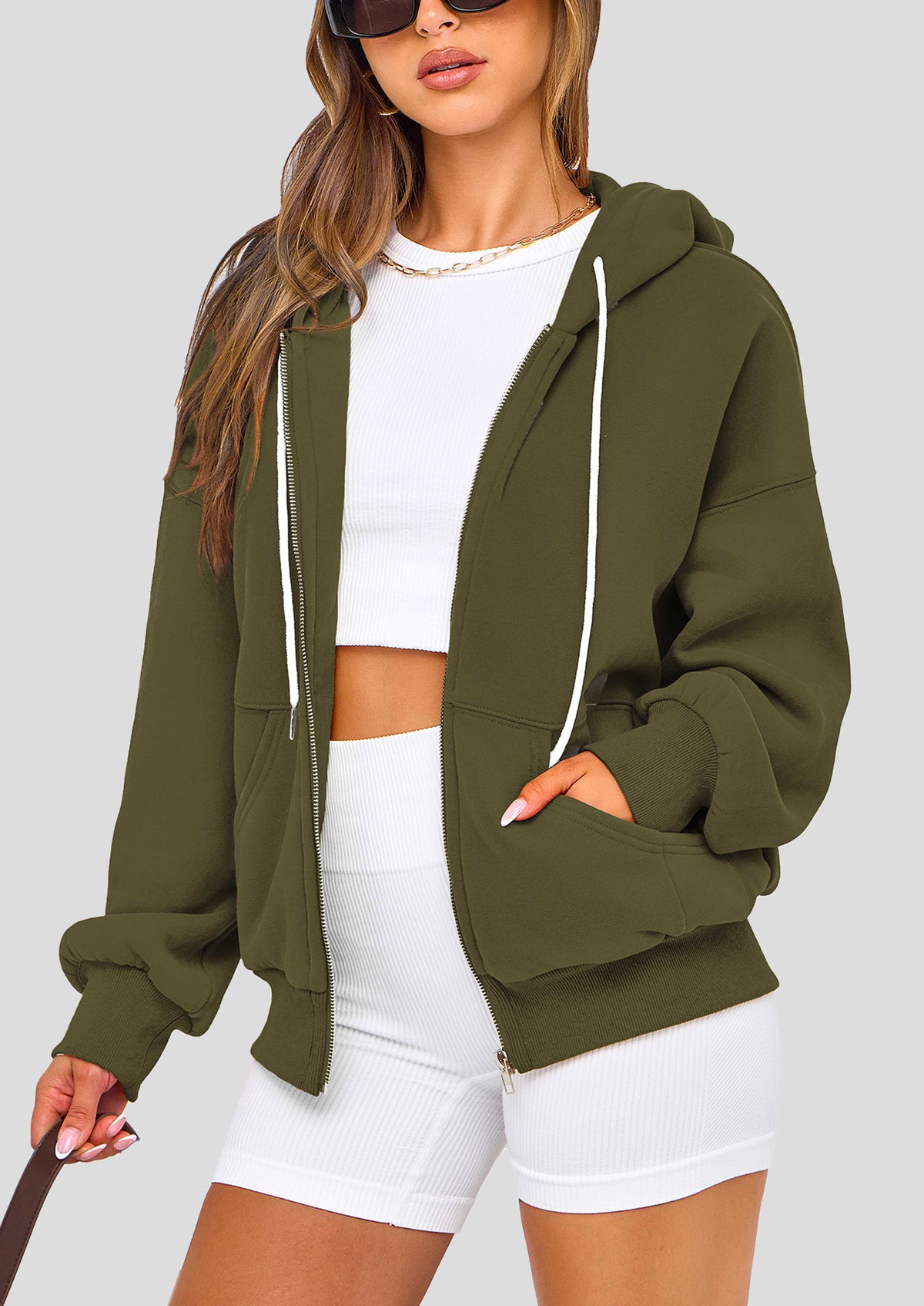 Zip Up Long Sleeve Loose Fit Y2K Casual Hoodies Cardigan