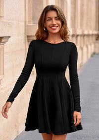 PRETTYGARDEN Fall Cocktail Dresses for Women Elegant Classy Wedding Guest Long Sleeve Homecoming Party A Line Mini Dress