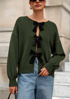 PRETTYGARDEN Cardigan Sweaters for Women Fall Bow Tie Front Long Sleeve Knit Sweater Tops Cute Going Out Outfits