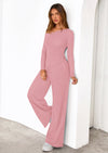 PRETTYGARDEN Casual Two Piece Sets for Women Fall Outfits Asymmetrical Off Shoulder Tops Wide Leg Pants Knit Lounge Set