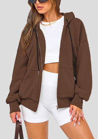 Zip Up Long Sleeve Loose Fit Y2K Casual Hoodies Cardigan