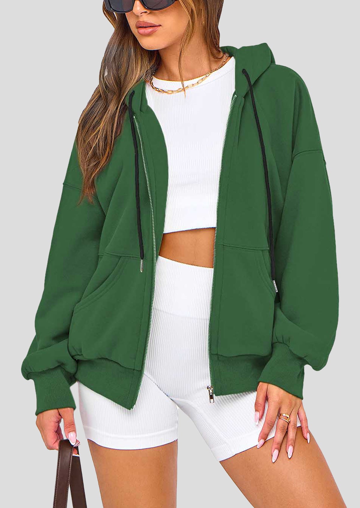 Zip Up Long Sleeve Loose Fit Y2K Casual Hoodies Cardigan