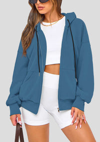 Zip Up Long Sleeve Loose Fit Y2K Casual Hoodies Cardigan
