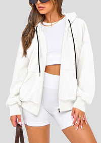 Zip Up Long Sleeve Loose Fit Y2K Casual Hoodies Cardigan