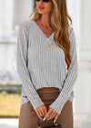 PRETTYGARDEN Women's Long Sleeve Shirts Fall Fashion Clothes Casual Ribbed V Neck Loose Tunic Tops Lightweight Sweaters