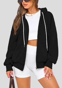 Zip Up Long Sleeve Loose Fit Y2K Casual Hoodies Cardigan