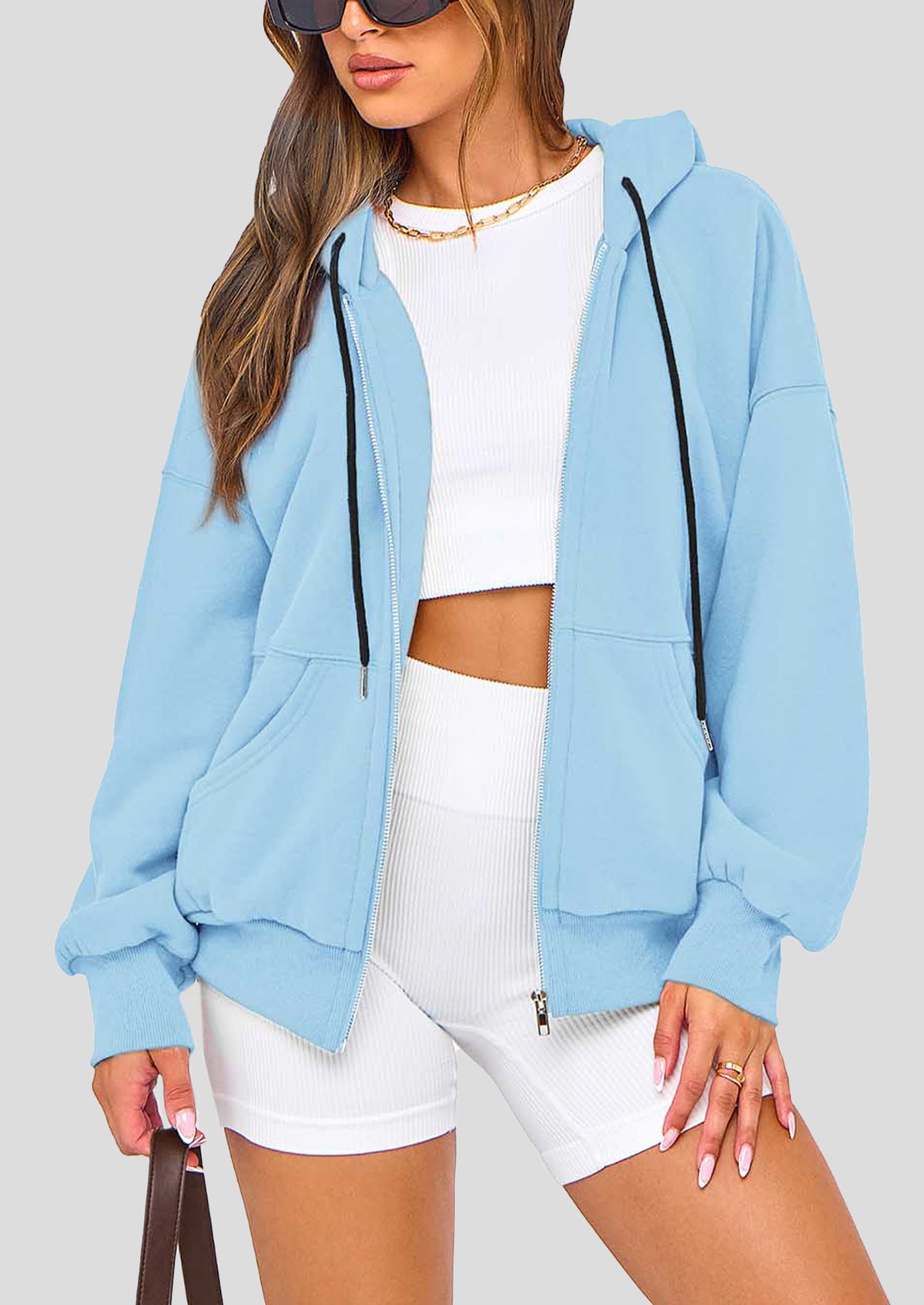 Zip Up Long Sleeve Loose Fit Y2K Casual Hoodies Cardigan
