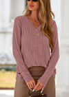 PRETTYGARDEN Women's Long Sleeve Shirts Fall Fashion Clothes Casual Ribbed V Neck Loose Tunic Tops Lightweight Sweaters