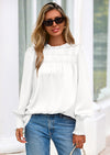 PRETTYGARDEN Blouses for Women Dressy Casual Fall Outfits Frill Neck Long Sleeve Shirts Satin Work Business Casual Tops