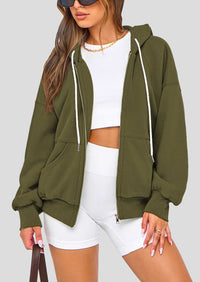 Zip Up Long Sleeve Loose Fit Y2K Casual Hoodies Cardigan