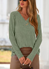 PRETTYGARDEN Women's Long Sleeve Shirts Fall Fashion Clothes Casual Ribbed V Neck Loose Tunic Tops Lightweight Sweaters