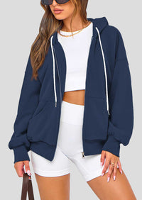 Zip Up Long Sleeve Loose Fit Y2K Casual Hoodies Cardigan