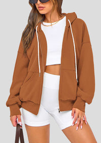Zip Up Long Sleeve Loose Fit Y2K Casual Hoodies Cardigan