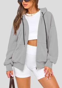 Zip Up Long Sleeve Loose Fit Y2K Casual Hoodies Cardigan