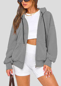 Zip Up Long Sleeve Loose Fit Y2K Casual Hoodies Cardigan