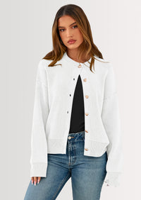 PRETTYGARDEN Cardigan Sweaters for Women Trendy Long Sleeve Open Front Button Down Jacket Fall Clothes Winter Coats