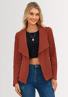PRETTYGARDEN Women's Faux Suede Jackets Fashion Fall Clothes Long Sleeve Open Front Cropped Coat Outwear