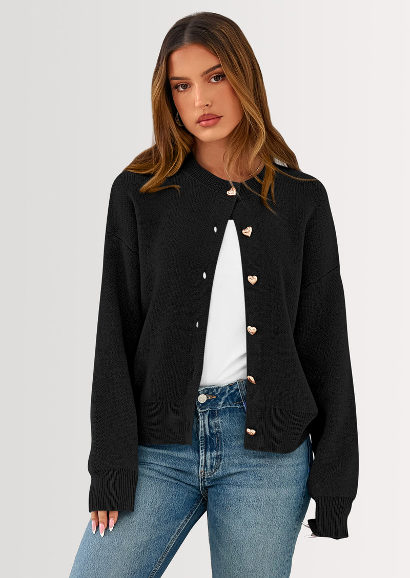 PRETTYGARDEN Cardigan Sweaters for Women Trendy Long Sleeve Open Front Button Down Jacket Fall Clothes Winter Coats