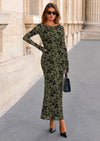 PRETTYGARDEN Women's Floral Bodycon Maxi Dress Fall Elegant Mesh Long Sleeve Formal Wedding Guest Cocktail Dresses