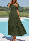 PRETTYGARDEN Womens Summer Smocked Tiered Ruffle A Line Beach Maxi Dresses
