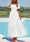 PRETTYGARDEN Womens Summer Smocked Tiered Ruffle A Line Beach Maxi Dresses