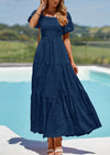 PRETTYGARDEN Womens Summer Smocked Tiered Ruffle A Line Beach Maxi Dresses