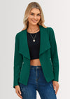 PRETTYGARDEN Women's Faux Suede Jackets Fashion Fall Clothes Long Sleeve Open Front Cropped Coat Outwear
