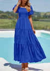 PRETTYGARDEN Womens Summer Smocked Tiered Ruffle A Line Beach Maxi Dresses