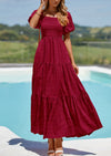 PRETTYGARDEN Womens Summer Smocked Tiered Ruffle A Line Beach Maxi Dresses