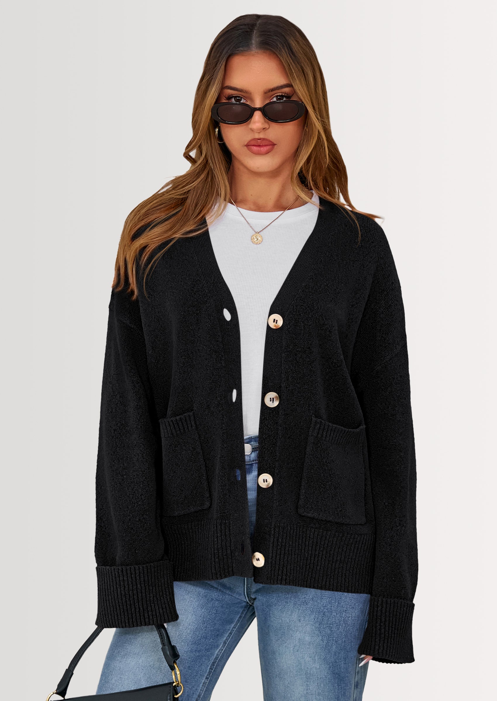 PRETTYGARDEN Women's Oversized Cardigan Sweaters Trendy Chunky Knit Long Sleeve V Neck Button Down Fall Winter Outfits