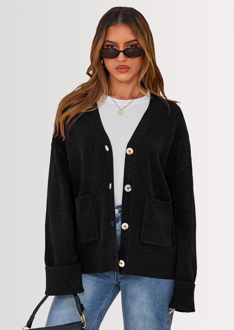 PRETTYGARDEN Women's Oversized Cardigan Sweaters Trendy Chunky Knit Long Sleeve V Neck Button Down Fall Winter Outfits