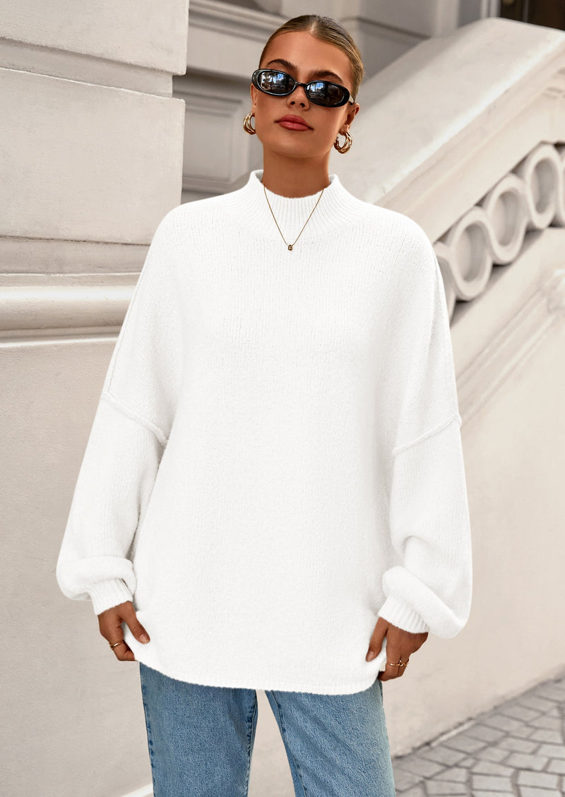 PRETTYGARDEN Women's Fall Oversized Sweaters Chunky Knit Mock Neck Long Sleeve Casual Trendy Pullover Winter Clothes PRETTYGARDEN