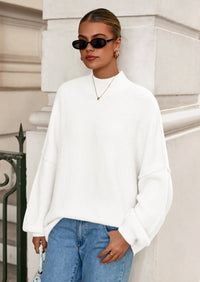 PRETTYGARDEN Women's Fall Oversized Sweaters Chunky Knit Mock Neck Long Sleeve Casual Trendy Pullover Winter Clothes PRETTYGARDEN