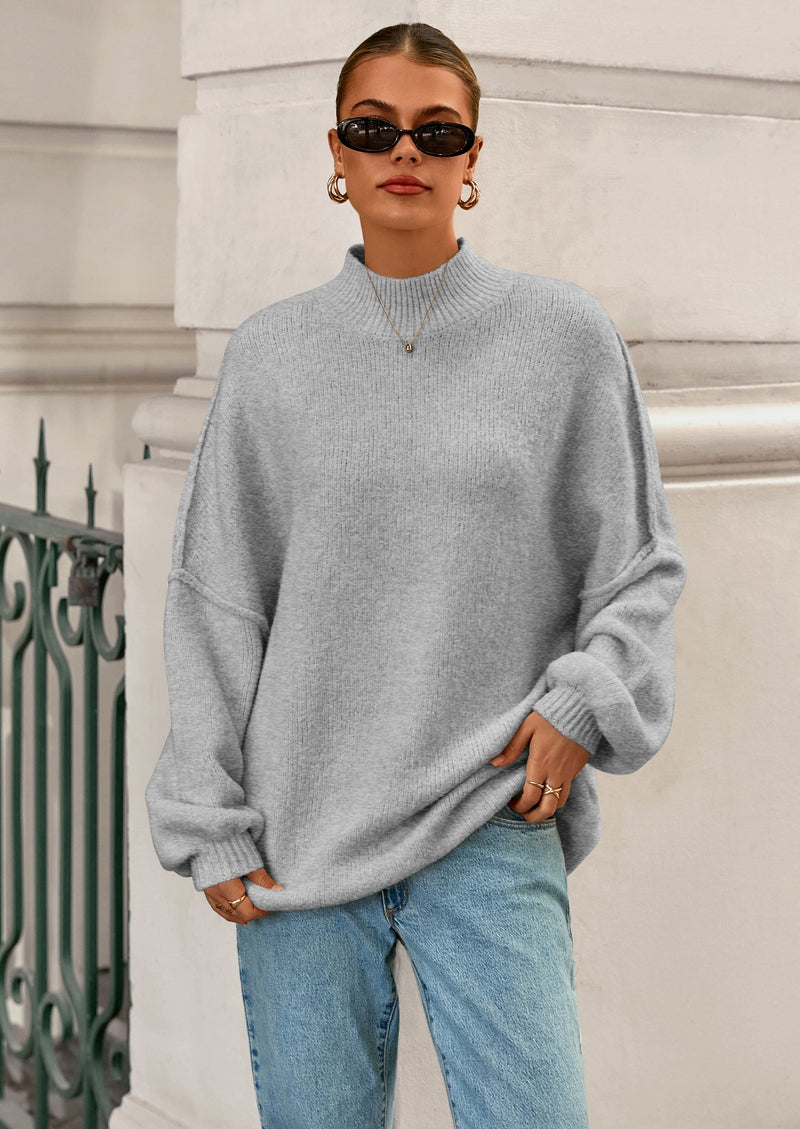 PRETTYGARDEN Women's Fall Oversized Sweaters Chunky Knit Mock Neck Long Sleeve Casual Trendy Pullover Winter Clothes PRETTYGARDEN