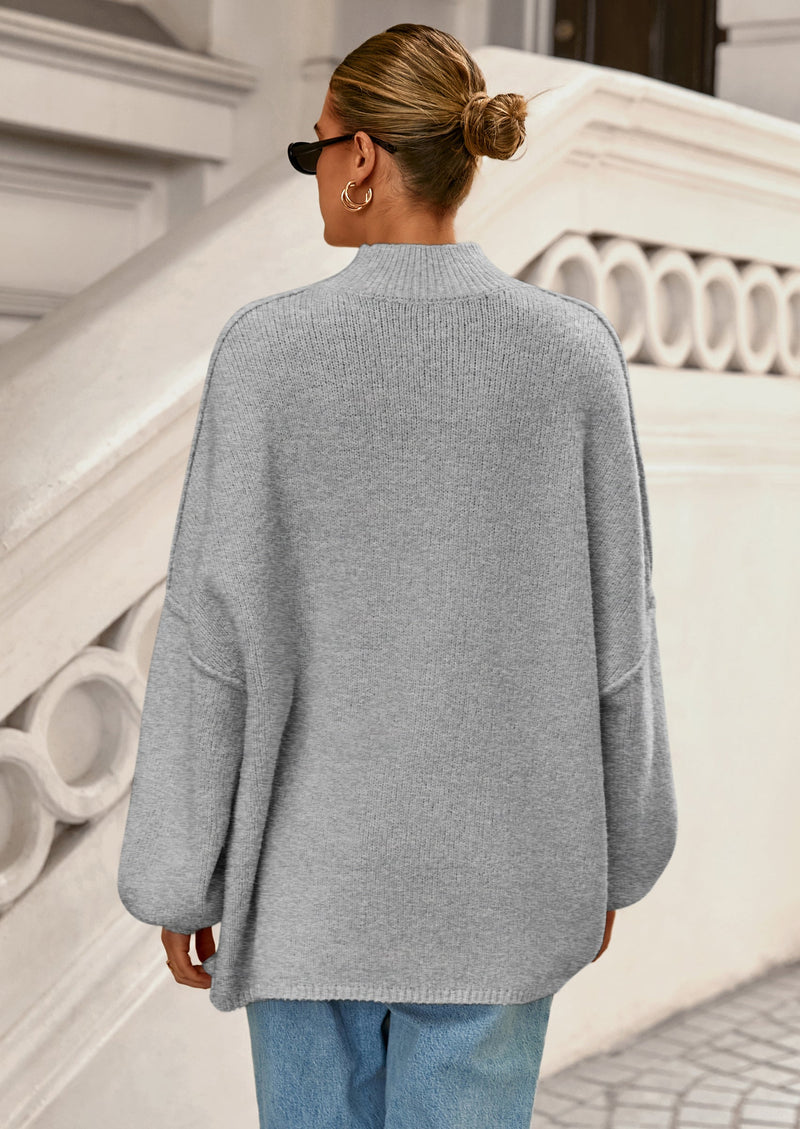 PRETTYGARDEN Women's Fall Oversized Sweaters Chunky Knit Mock Neck Long Sleeve Casual Trendy Pullover Winter Clothes PRETTYGARDEN