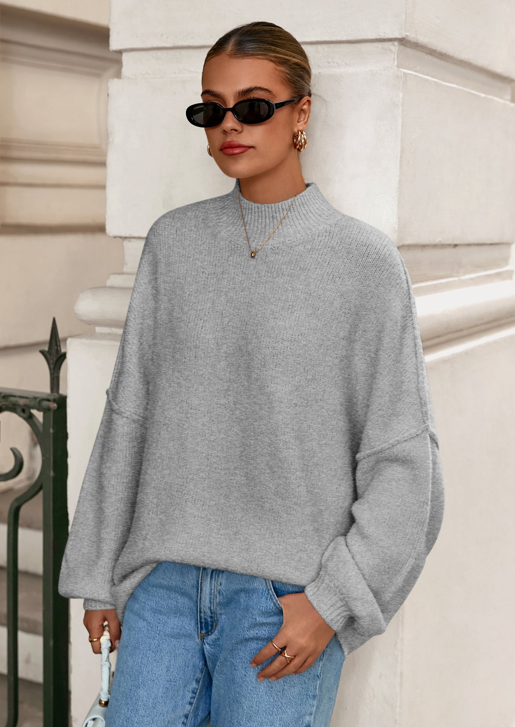 PRETTYGARDEN Women's Fall Oversized Sweaters Chunky Knit Mock Neck Long Sleeve Casual Trendy Pullover Winter Clothes PRETTYGARDEN