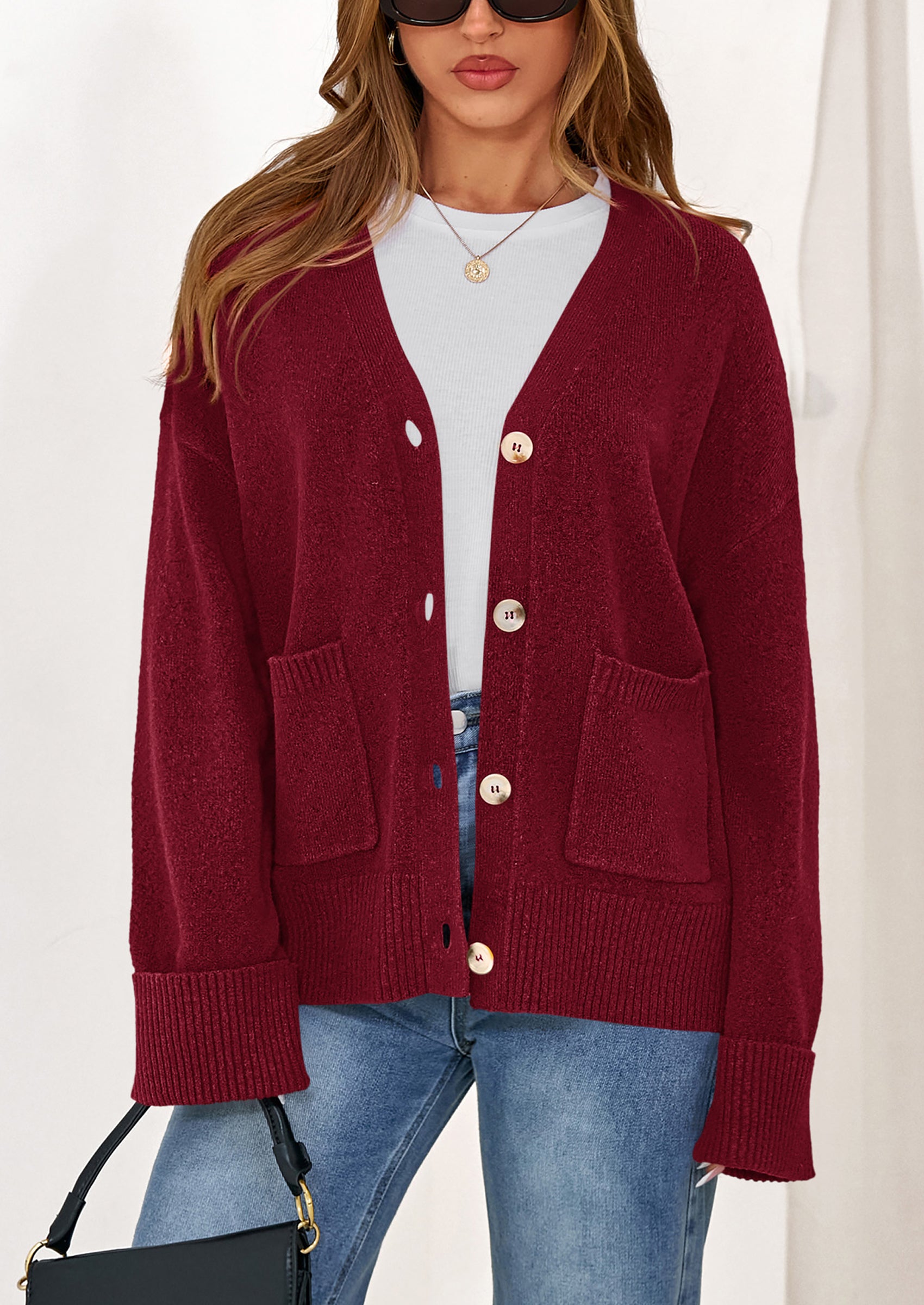 PRETTYGARDEN Women's Oversized Cardigan Sweaters Trendy Chunky Knit Long Sleeve V Neck Button Down Fall Winter Outfits